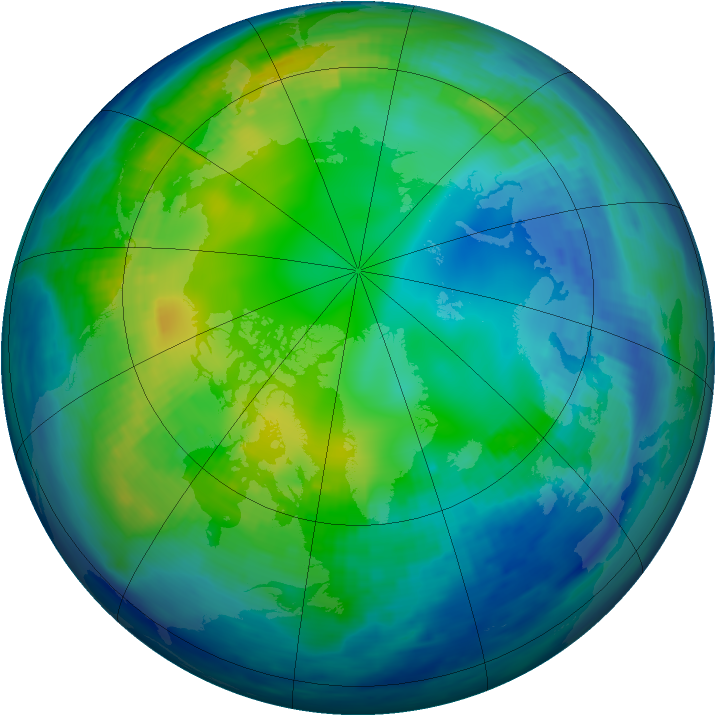 Arctic ozone map for 12 November 1992